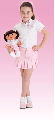 Classic Shirt With Rose & Pink Box Pleat Skirt